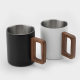 304 stainless steel double mug walnut handle coffee cup 250L camping cup picnic anti-scalding water cup