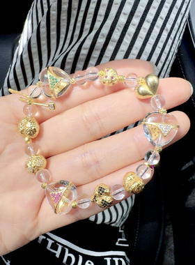 天然白水晶屁桃比基尼手链单圈手串饰品礼物送女友闺蜜生日礼物