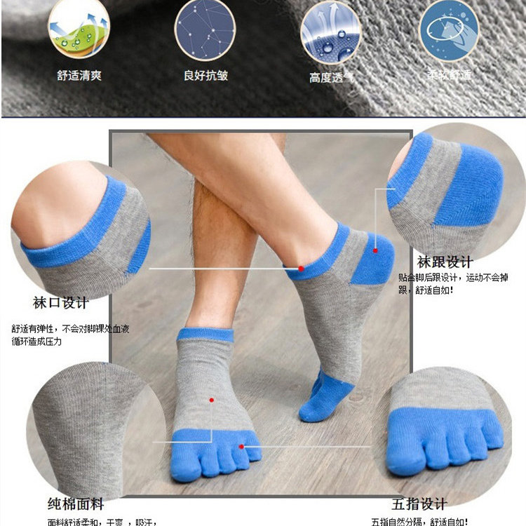 蓝姿欣纯棉短筒中统分男士脚趾袜子 蓝姿欣短袜/打底袜/丝袜/美腿袜