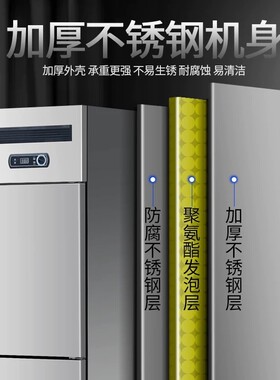 四门冰箱商用厨房大容量冷柜冷藏冷冻双温保鲜不锈六开门立式冰柜