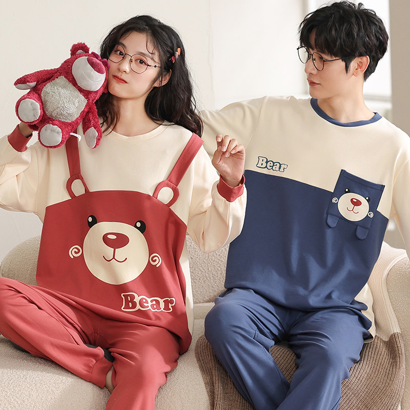 100%纯棉情侣睡衣女秋冬长袖长裤全棉可爱卡通春秋男士家居服套装,淘宝优惠券,粉丝福利购,淘宝优惠卷