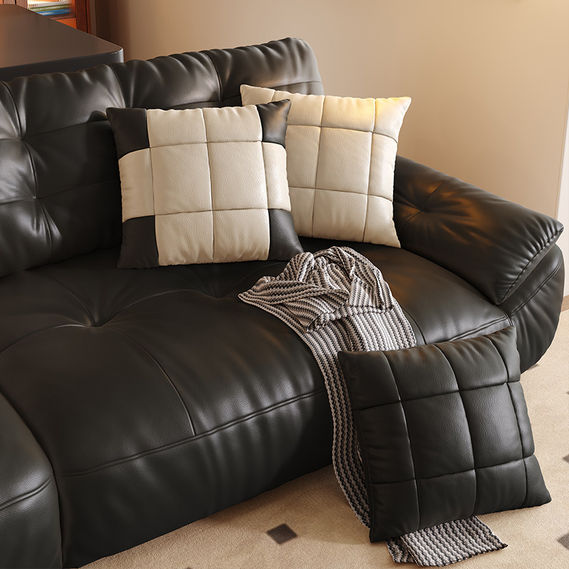 帕沙曼真皮抱枕进口头层牛皮客厅沙发靠垫卧室书房高级感蓬松饱满,淘宝优惠券,粉丝福利购,淘宝优惠卷