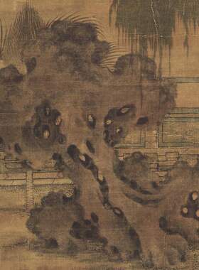 五代赵八达游春图复古字画作品竖幅挂轴国画装饰微喷仿古复制品