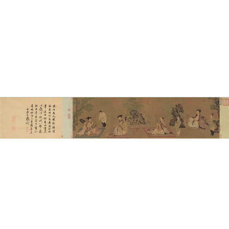 孙位高逸图卷竹林七贤复古书画人物国画真迹高清仿古横幅复制装饰