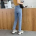 Quần jeans nữ xòe 2019 xuân mới phiên bản Hàn Quốc của những người phụ nữ mảnh mai, quần skinny 9 màu sáng - Quần jean quần jean ngố ống rộng Quần jean