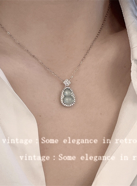 新中式轻奢玉髓葫芦吊坠项链女小众设计感简约百搭气质独特锁骨链