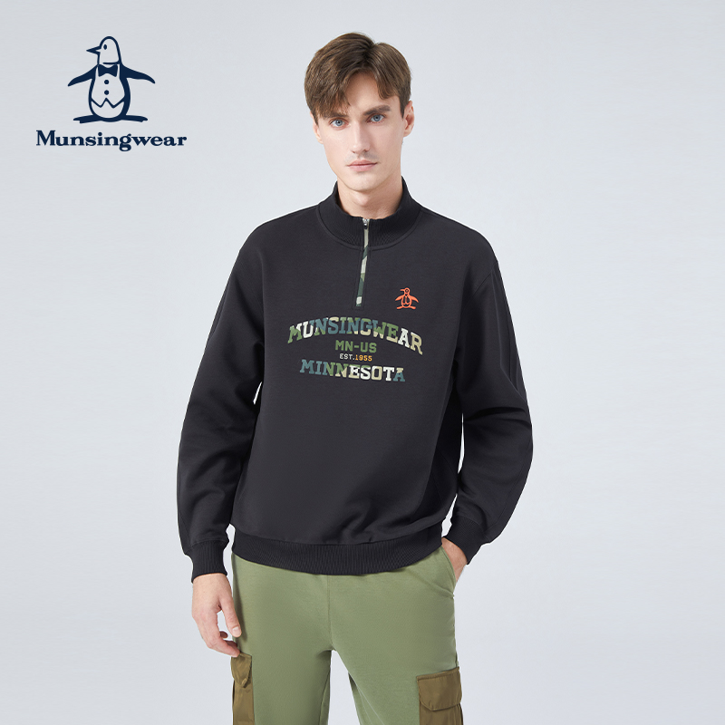 MUNSINGWEAR/万星威男士秋冬高尔夫休闲运动保暖内抓毛印花卫衣 - 图2