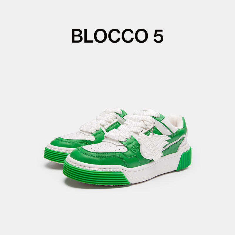 【明星同款】BLOCCO5女鞋秋冬时尚板鞋增高拼色情侣火星鞋