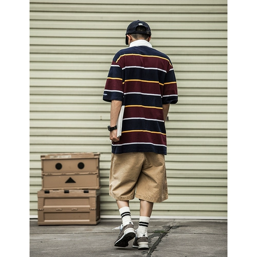 Ретро футболка с коротким рукавом, летняя футболка polo, в американском стиле, оверсайз