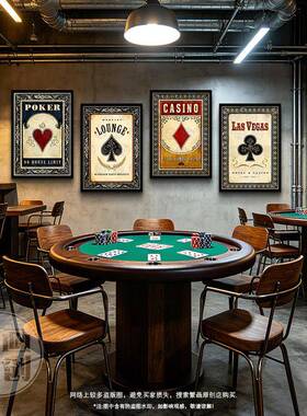 德州酒馆挂画棋牌室规则墙面装饰扑克牌背景墙壁画酒吧玄关氛围画