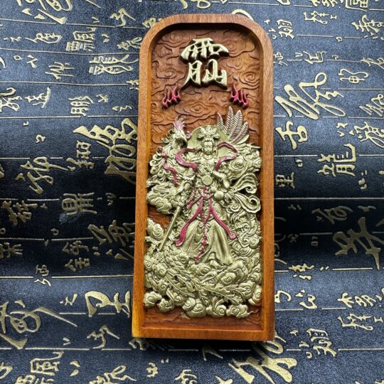 Tao Token Lei Zaomu Jiutian Xuannv Token Finely Carved Nine Heavens Xuannv Statue Hand-painted Gold Nine Heavens Xuannv Edict