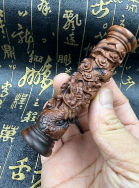 道家用品雷击枣木雕龙柱手把件龙柱摆件工艺品随身文玩饰品挂件