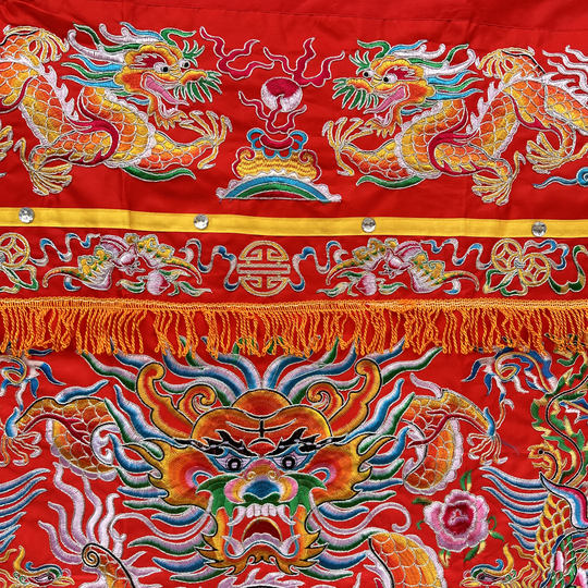 Taoist supplies dragon and phoenix table surround small plate dragon table surround altar surround altar cloth double dragon table surround red table surround fine embroidery