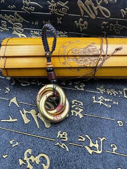 Taoist supplies copper universe circle crape myrtle taboo seven-star copper universe circle yin and yang ring pendant car hanging key chain pendant