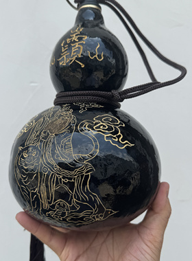 道家祖天师开口真葫芦酒葫芦仿古葫芦纯手工雕刻张天师葫芦摆件