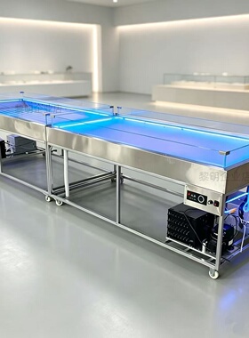 定制海鲜冰台冰槽自助餐厅台面冷藏冰鲜生鲜肉类凉菜蔬保鲜展示柜
