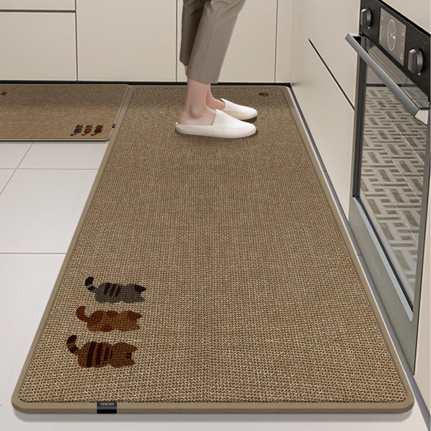 2026新款厨房仿亚麻地垫防滑防油可擦免洗吸水吸油专用高端脚垫子,淘宝优惠券,粉丝福利购,淘宝优惠卷