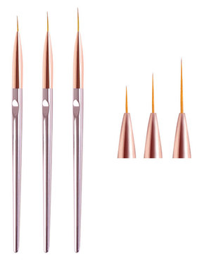 3Pcs Acrylic French Stripe Nail Art Liner Brush Set Tools