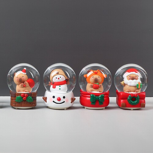 卡皮巴拉水晶球圣诞盲盒2024新款女孩圣诞手办公仔女生圣诞节礼物 - 图2