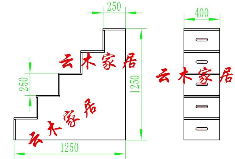 梯柜实木头多功能凳家用室内台阶登高移动抽屉简易储物单侧楼梯q. - 图3