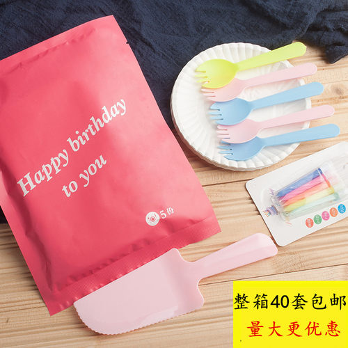 纸盘一次性生日圆盘蛋糕刀叉盘套装生日蛋糕餐具盘叉组合餐盘碟子 - 图1