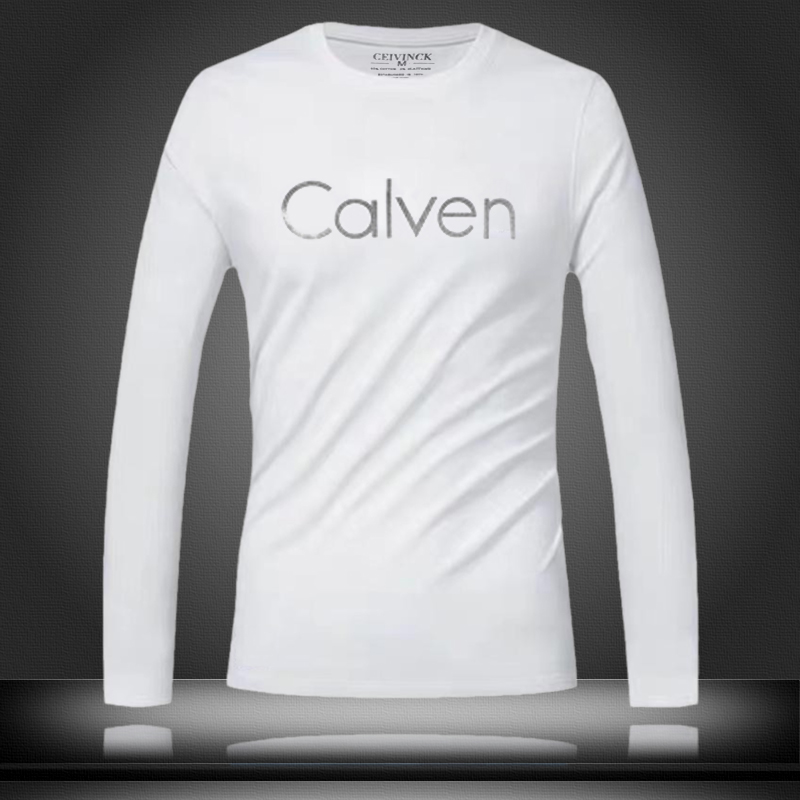 经典时尚长袖t恤男青年男士修身圆领纯棉上衣内搭简约男装打底衫 - 图2