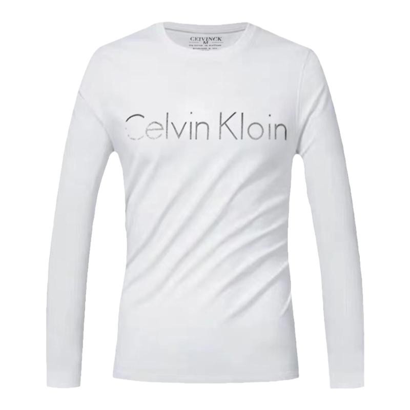经典时尚长袖t恤男青年男士修身圆领纯棉上衣内搭简约男装打底衫 - 图3