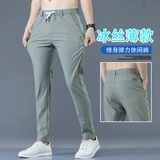 Шелковые летние эластичные тонкие светлые штаны, облегающий крой, свободный прямой крой