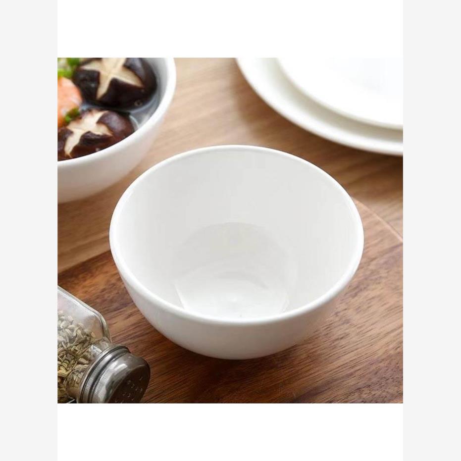 4寸小碗饭店用纯白陶瓷米饭碗小号蘸料碗加厚罗汉碗中式调料小碗 - 图0