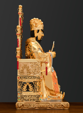 纯黄铜广济龙王家用龙五爷佛像