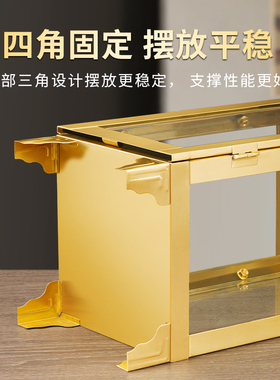 新中式纯佛堂黄铜四面天灯户外防风防水酥油灯长明灯复古灯罩寺庙