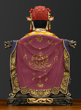 19寸嵌钻纯黄铜广济龙王爷神像