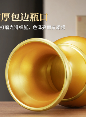 合金花瓶寺庙佛堂佛前供花净水插花瓶新中式烫金居家装饰摆件招财