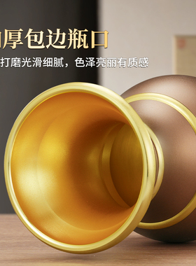 新中式合金花瓶寺庙佛堂佛前供花插花瓶居家装饰摆件观世音菩萨