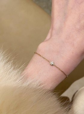 高版damour泡泡手链CNC工艺mini圆圈单钻叠戴飞碟手链男女银镀18k