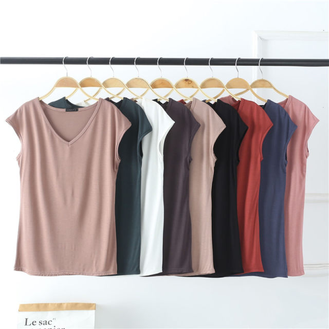 ເສື້ອທີເຊີດແຂນບໍ່ມີແຂນ modal top plus size bottoming shirt