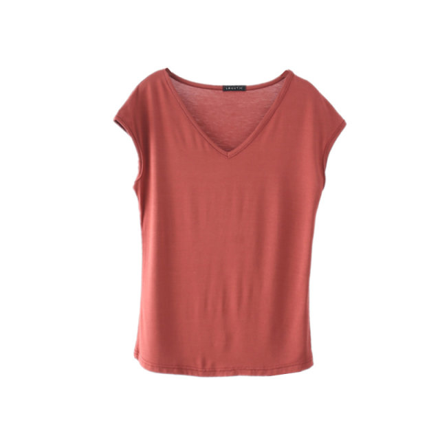 ເສື້ອທີເຊີດແຂນບໍ່ມີແຂນ modal top plus size bottoming shirt