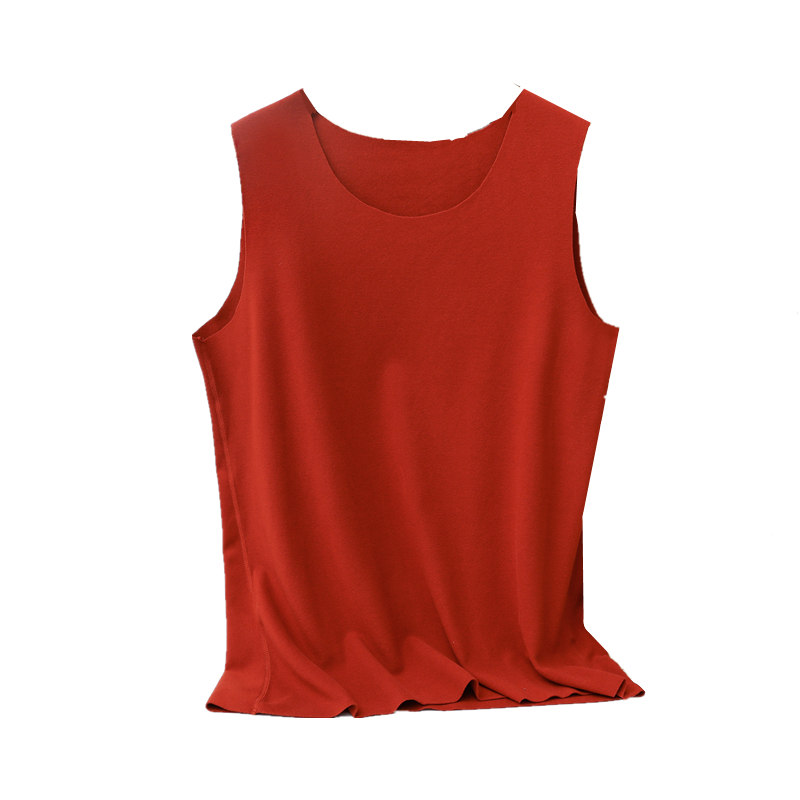 德绒背心女秋冬大码宽松圆领无袖t恤内搭加绒加厚磨毛发热打底衫 - 图3