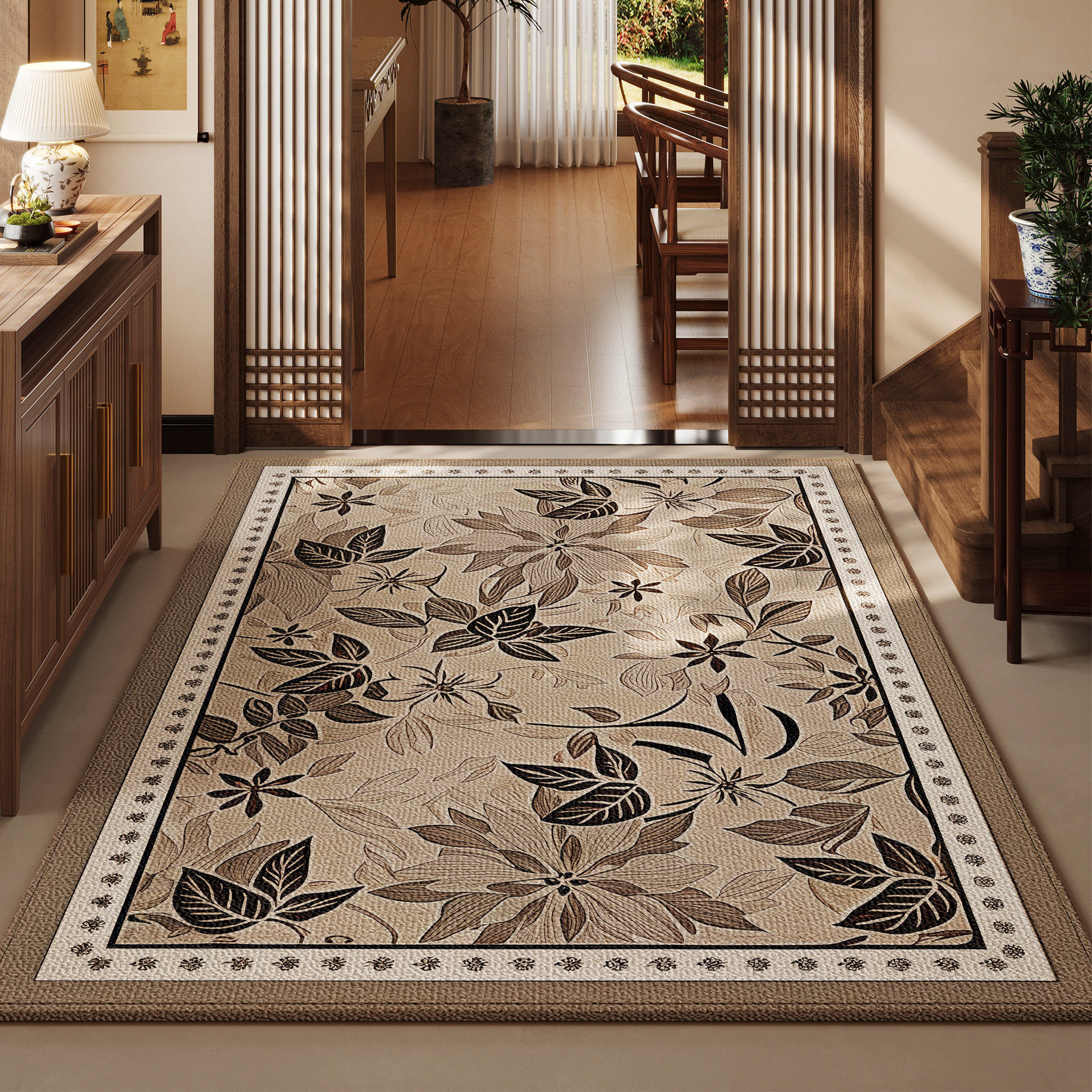 中式地垫入户门进门地毯门口家用门垫防滑客厅入户高级脚垫可定制,淘宝优惠券,粉丝福利购,淘宝优惠卷