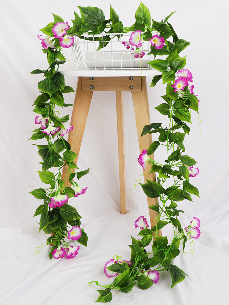 仿真牵牛花喇叭花塑料花假花藤条空调管道遮挡装饰藤蔓缠绕绿植物 - 图1