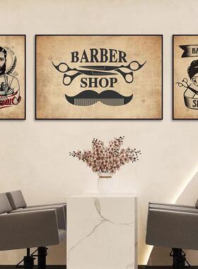 男士理发店挂画美式复古barbershop装饰画美发店造型店发型屋壁画