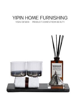 E-Pin逸品 样板房新中式卫生间浴室毛巾香薰托盘乳液组合摆件装饰