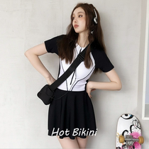Conjoined dress swimsuit Swimsuit Womans flat corner pants cover with slim fit swimsuit 2023 new autumn and winter day bubble spa