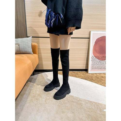 8cm内增高过膝高筒长筒靴女小个子弹力瘦瘦靴2025秋冬时装靴ins潮 - 图0