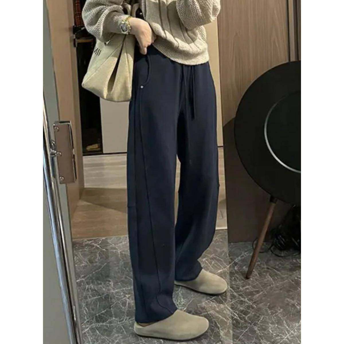 韩国大码加绒弯刀卫裤女秋冬显瘦宽松休闲直筒阔腿裤香蕉镰刀裤子,淘宝优惠券,粉丝福利购,淘宝优惠卷