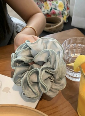 秒变韩剧女主~特调色柔纱花朵大肠发圈低马尾绑头发头绳皮筋发饰
