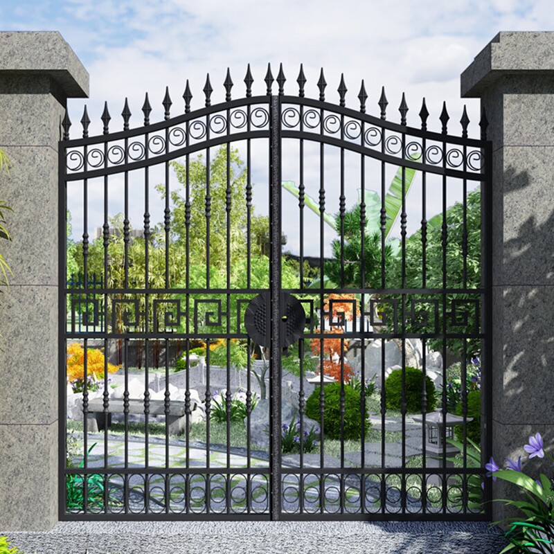 双开门庭院门围墙门别墅农村乡村大铁门家用自建房铁艺大门_虎窝淘