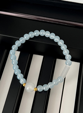 海蓝色竹节手链女款ins小众设计