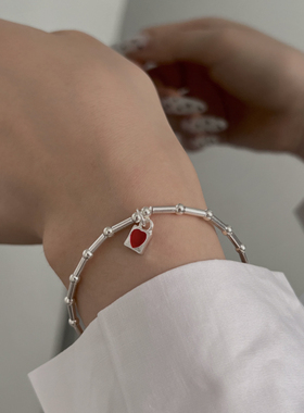 红色锁头弹力绳手链女小众