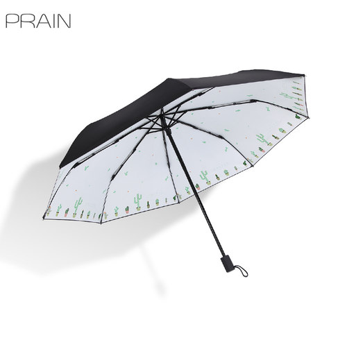 PRAIN两用晴雨伞女太阳伞折叠防晒防紫外线小清新创意遮阳伞简约 - 图0